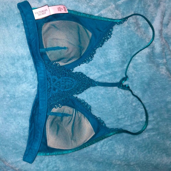Victoria secret lace bralette bra teal romantic lingerie intimates - Picture 5 of 8